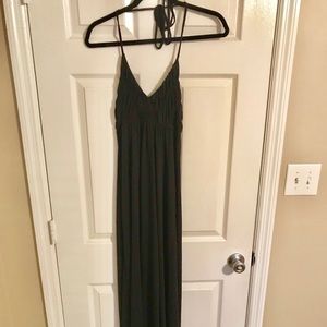 Black Cotton Maxi Halter Dress